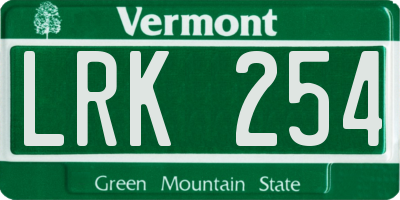 VT license plate LRK254