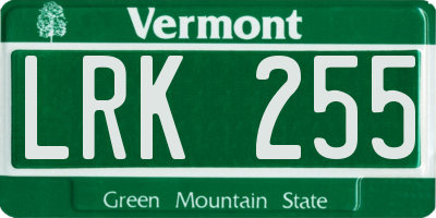 VT license plate LRK255