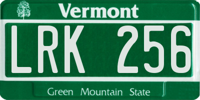 VT license plate LRK256