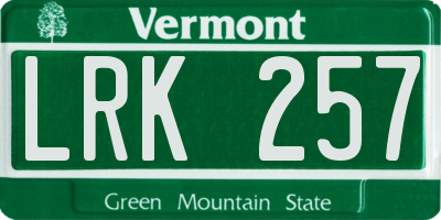 VT license plate LRK257