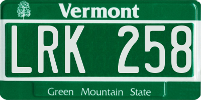VT license plate LRK258