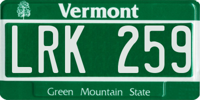 VT license plate LRK259