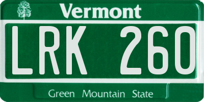 VT license plate LRK260