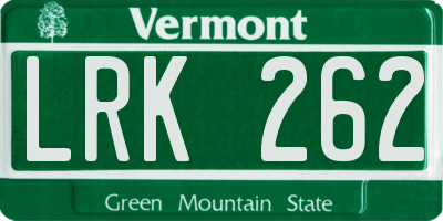 VT license plate LRK262