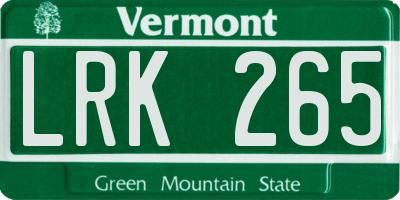 VT license plate LRK265