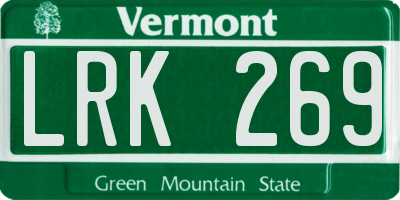VT license plate LRK269