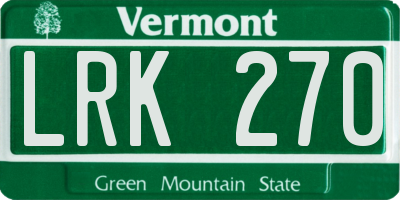 VT license plate LRK270
