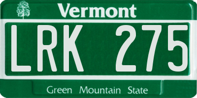 VT license plate LRK275