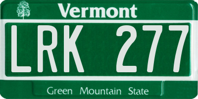 VT license plate LRK277