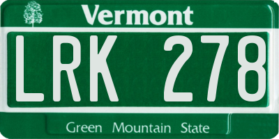VT license plate LRK278