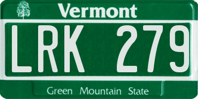 VT license plate LRK279