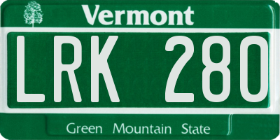 VT license plate LRK280