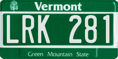 VT license plate LRK281
