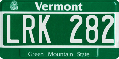 VT license plate LRK282