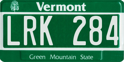 VT license plate LRK284