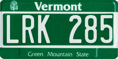 VT license plate LRK285