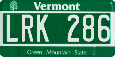 VT license plate LRK286