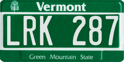VT license plate LRK287