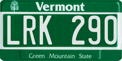 VT license plate LRK290