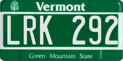 VT license plate LRK292