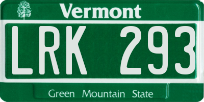 VT license plate LRK293
