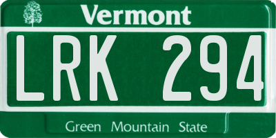 VT license plate LRK294