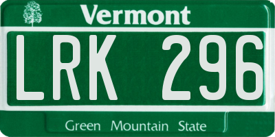 VT license plate LRK296