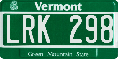 VT license plate LRK298