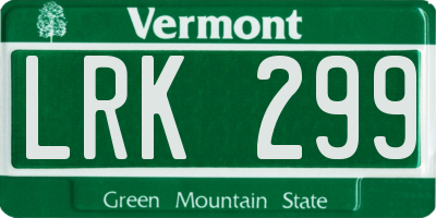 VT license plate LRK299