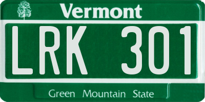VT license plate LRK301