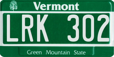 VT license plate LRK302