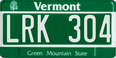VT license plate LRK304