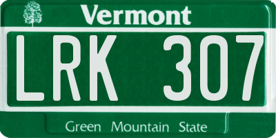 VT license plate LRK307