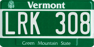 VT license plate LRK308