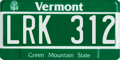 VT license plate LRK312