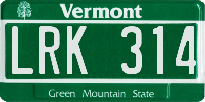 VT license plate LRK314