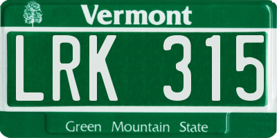 VT license plate LRK315