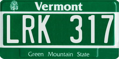 VT license plate LRK317