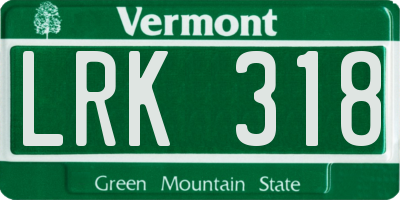 VT license plate LRK318