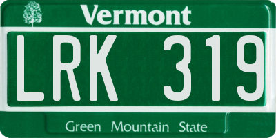 VT license plate LRK319