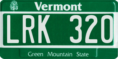 VT license plate LRK320