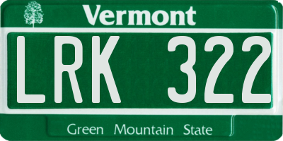 VT license plate LRK322