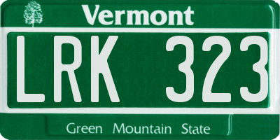 VT license plate LRK323