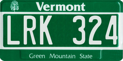 VT license plate LRK324