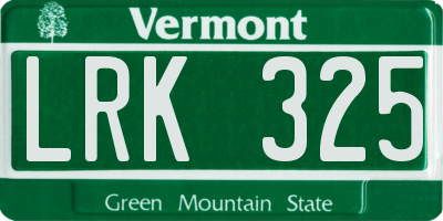 VT license plate LRK325
