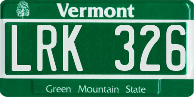 VT license plate LRK326