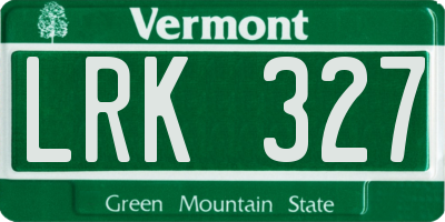 VT license plate LRK327