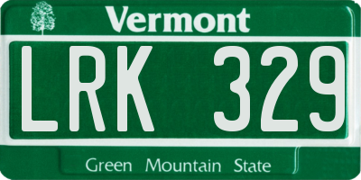 VT license plate LRK329
