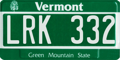 VT license plate LRK332