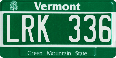 VT license plate LRK336